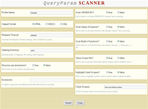 CF QueryParam Scanner